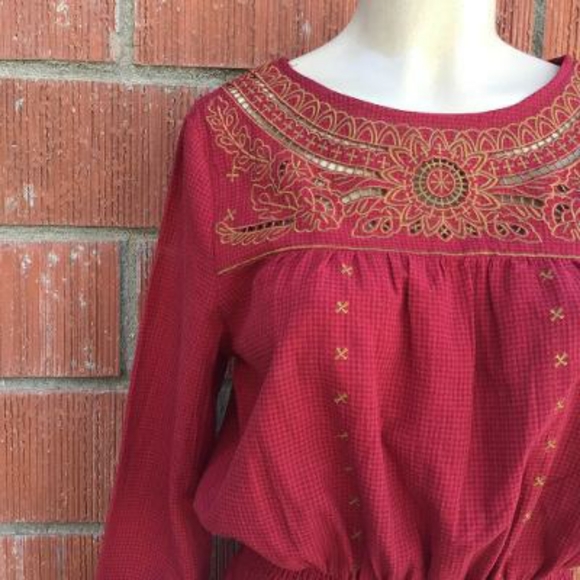 CURRENT AIR Burgundy Embroidered Blouson Dress - Picture 4 of 8